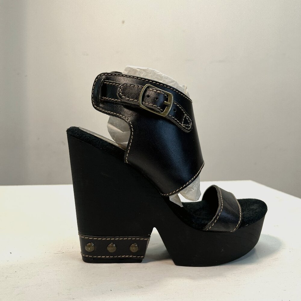 Sbicca Vintage Collection Leather Wood SZ 37 (6-6 /1/2) Brand New